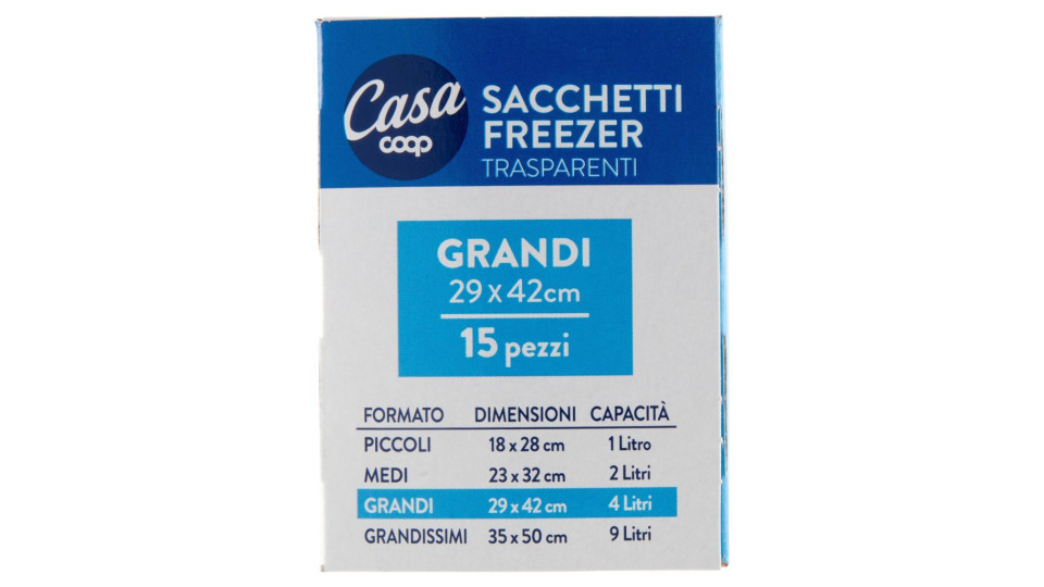 Sacchetti Freezer Grandi Trasparenti 29x42 Cm