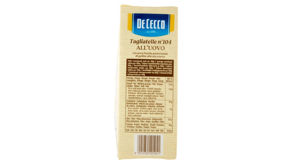 De Cecco Tagliatelle all'uovo n°304 Biologiche