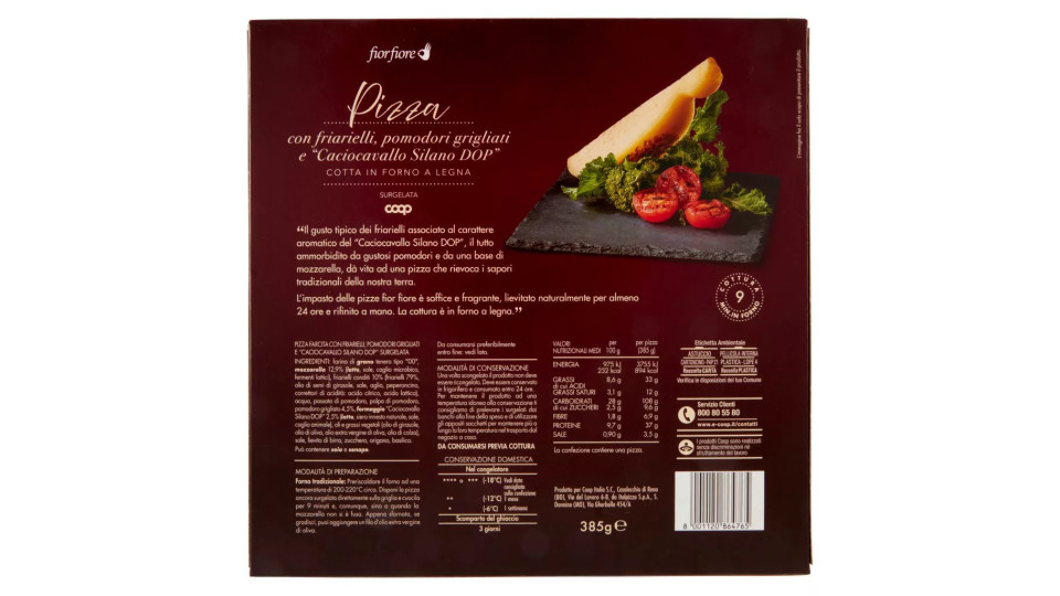 Pizza con Friarielli, Pomodori Grigliati e "caciocavallo Silano Dop" Surgelata