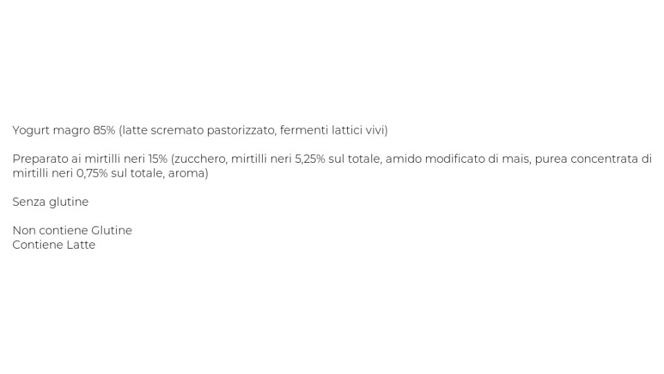 0,1% Grassi Yogurt Magro al Mirtillo Nero