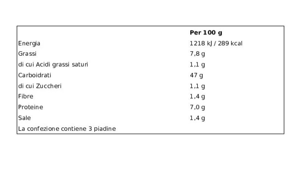 Piadina Romagnola Igp alla Riminese con Olio Extravergine di Oliva 7%