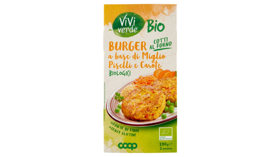 Burger a Base di Miglio, Piselli e Carote Biologici 2 x 95 g