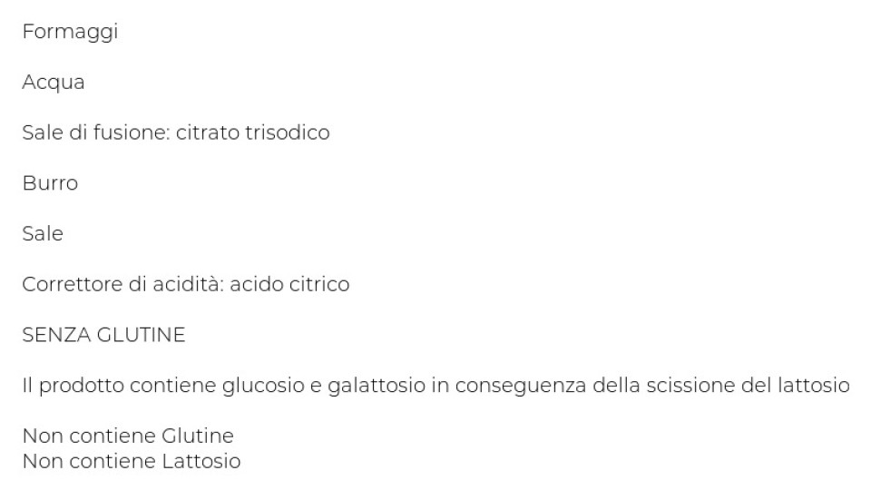 Fettine di formaggio fuso senza lattosio gr 200