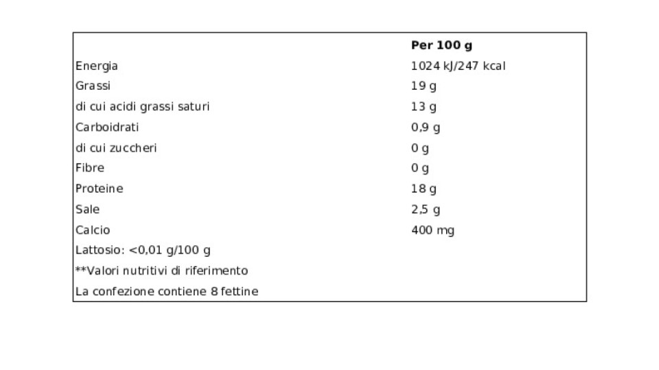 Fettine di formaggio fuso senza lattosio gr 200