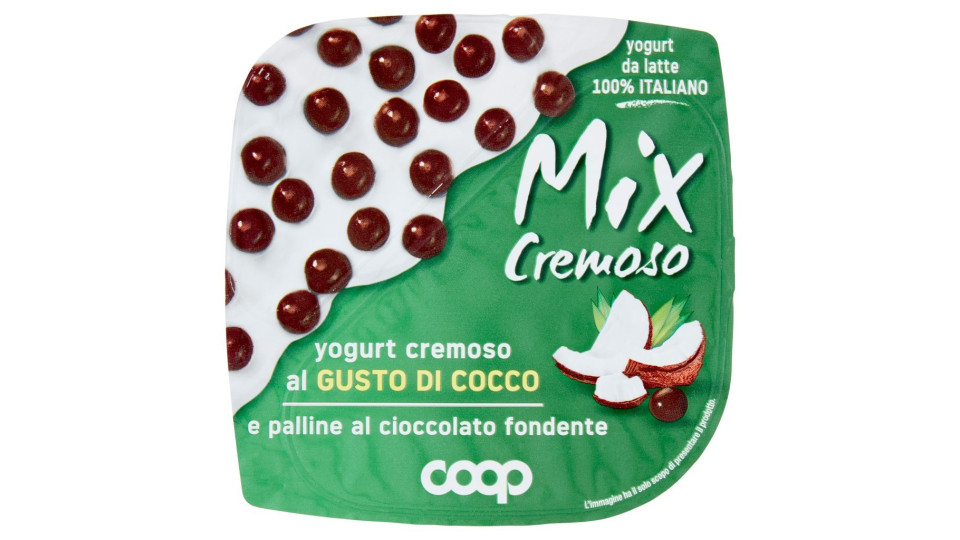Mix Cremoso Yogurt Cremoso al Gusto di Cocco e Palline al Cioccolato Fondente