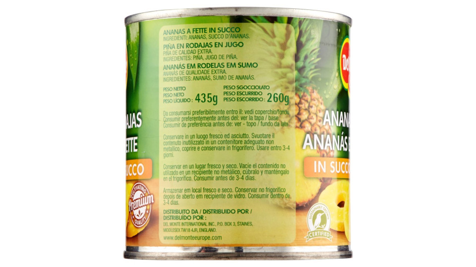 Del Monte, ananas a fette in succo
