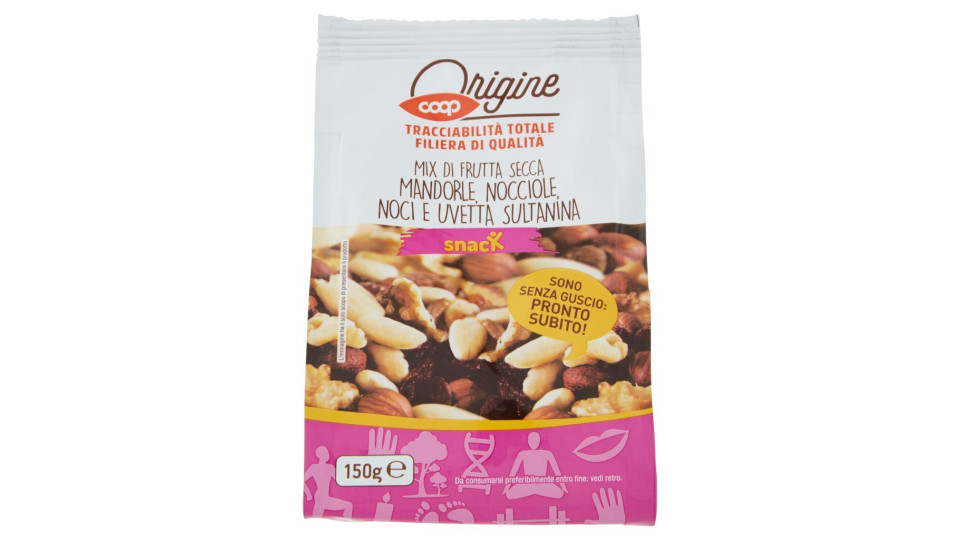 Mix di Frutta Secca Mandorle, Nocciole, Noci e Uvetta Sultanina