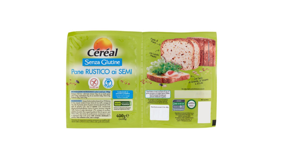 Céréal Senza Glutine Pane Rustico ai Semi