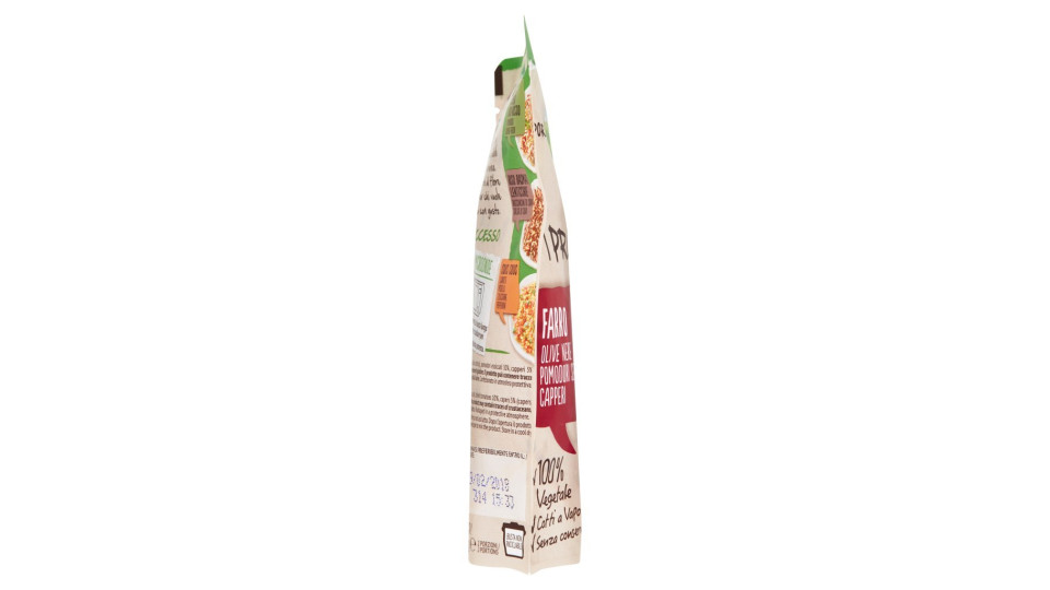 Valfrutta, I Pronti al Vapore farro, olive nere, pomodori secchi, capperi