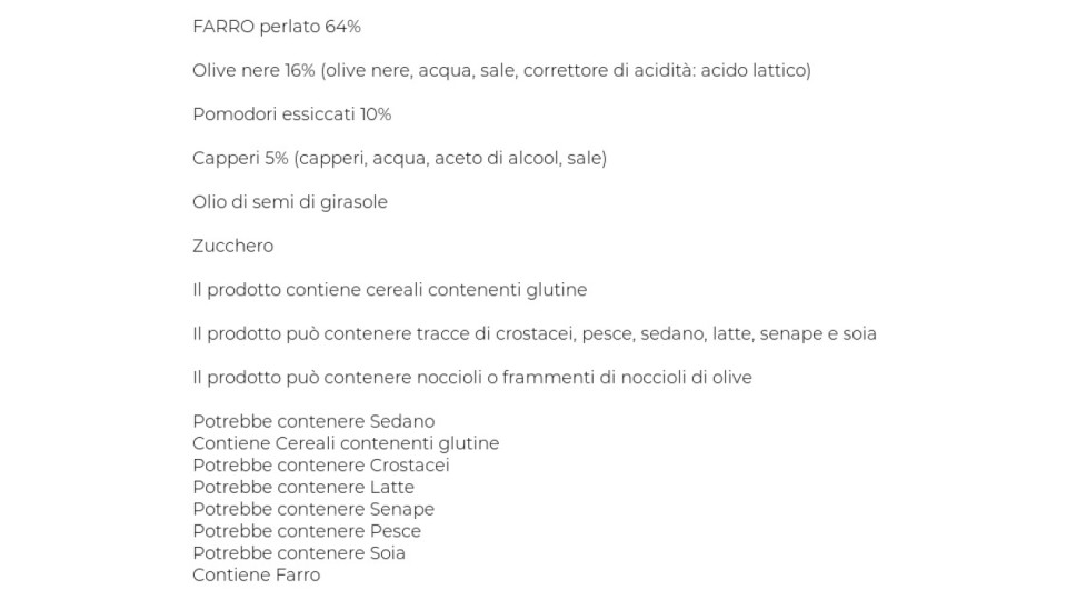Valfrutta, I Pronti al Vapore farro, olive nere, pomodori secchi, capperi