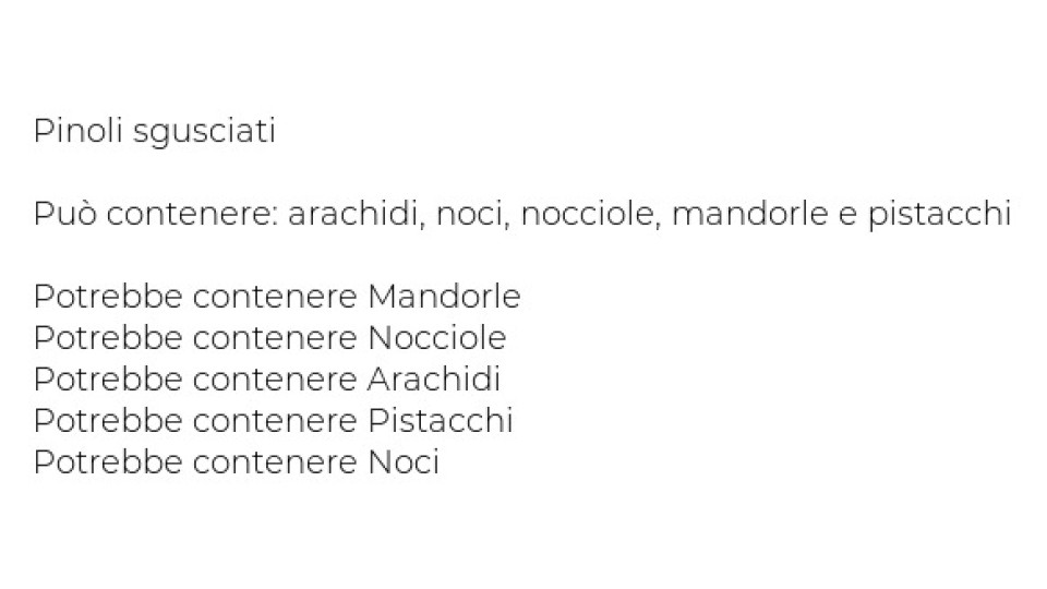 Esselunga, pinoli sgusciati