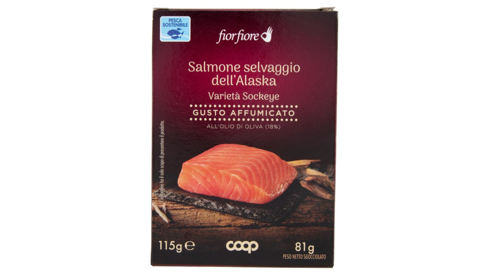 Salmone Selvaggio Dell'alaska Varietà Sockeye Gusto Affumicato All'olio Di Oliva (18%)