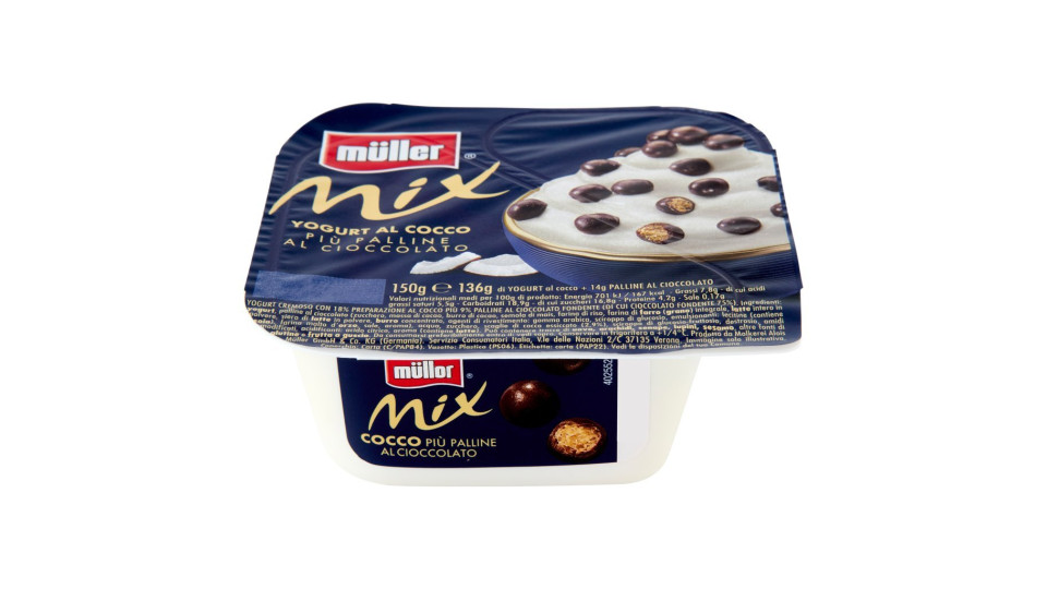 Müller, Mix yogurt alla nocciola più palline al cioccolato