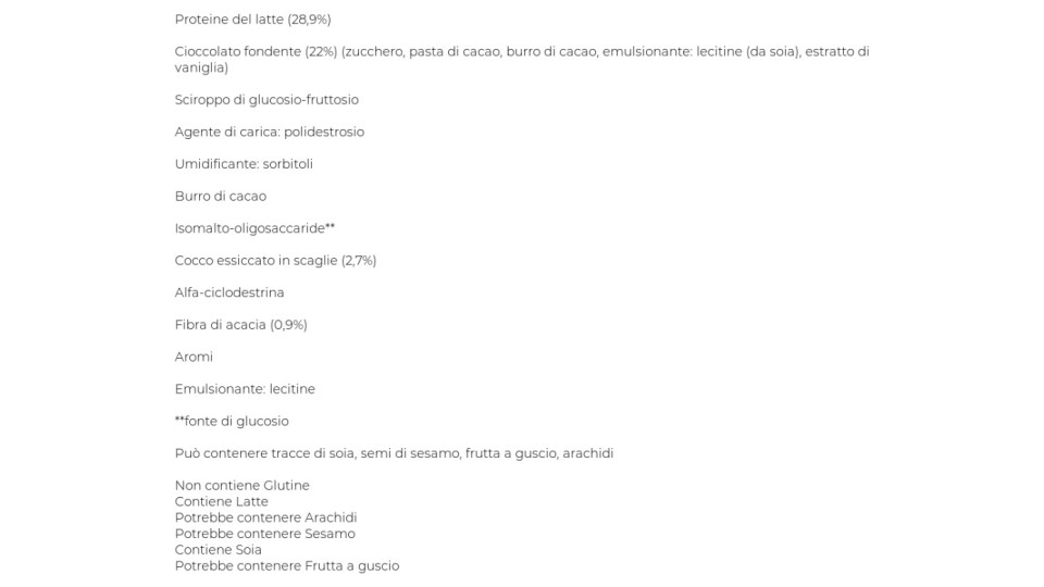 Enervit, Protein 8 snack cocco e cioccolato fondente