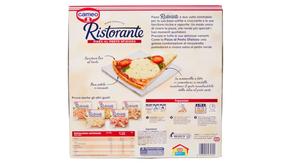Cameo, Ristorante pizza al Pesto Sfizioso surgelata