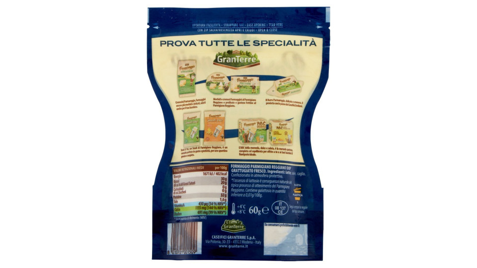 Parmareggio Parmigiano Reggiano Grattugiato Fresco 30 Months Matured DOP
