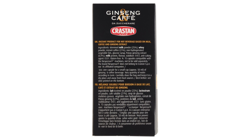 Crastan Ginseng & Caffè da Zuccherare 15 Capsule