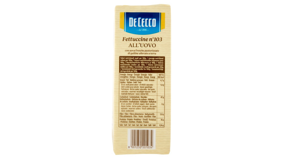 De Cecco Fettuccine all'uovo n°103
