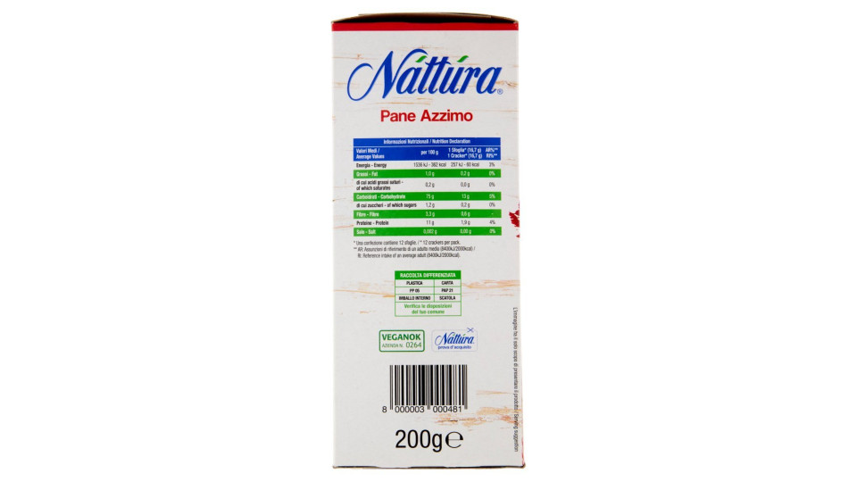 Náttúra - Pane Azzimo, Senza Lievito 