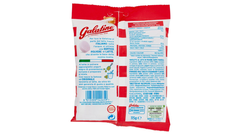 Galatine Tavolette latte e fragola