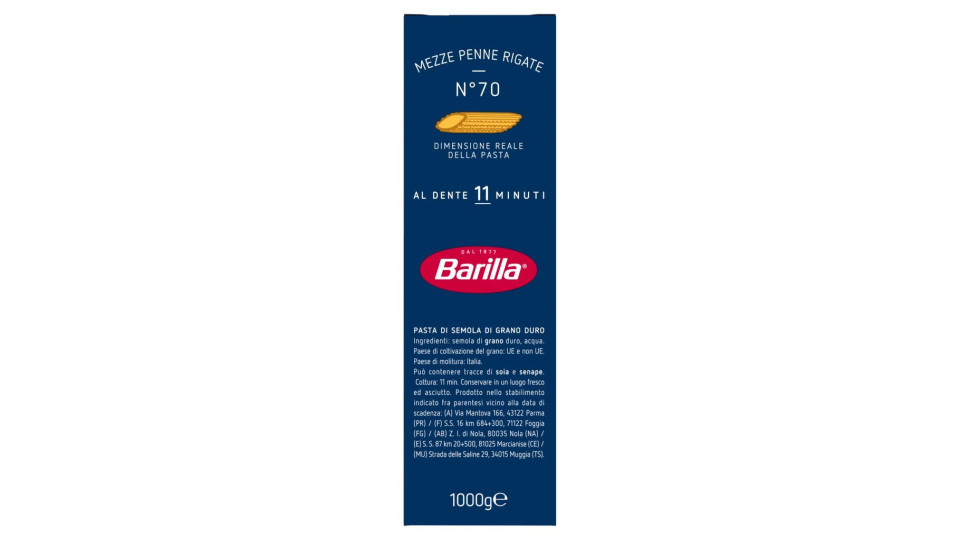 Barilla Mezze Penne Rigate n.70 Box