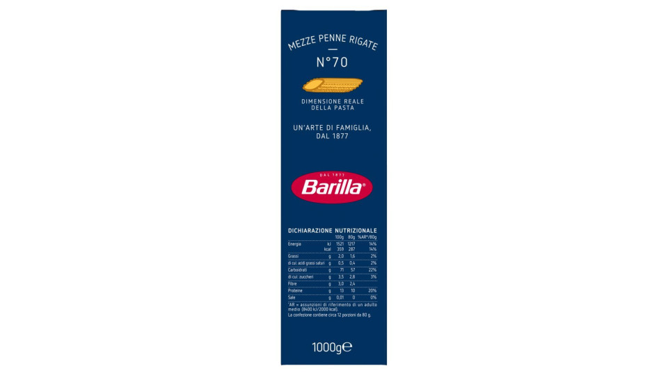 Barilla Mezze Penne Rigate n.70 Box