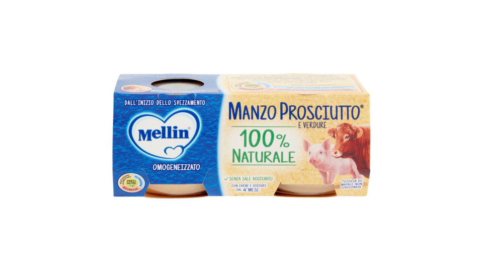 Mellin Manzo Prosciutto* e verdure Omogeneizzato con Carne e Verdure