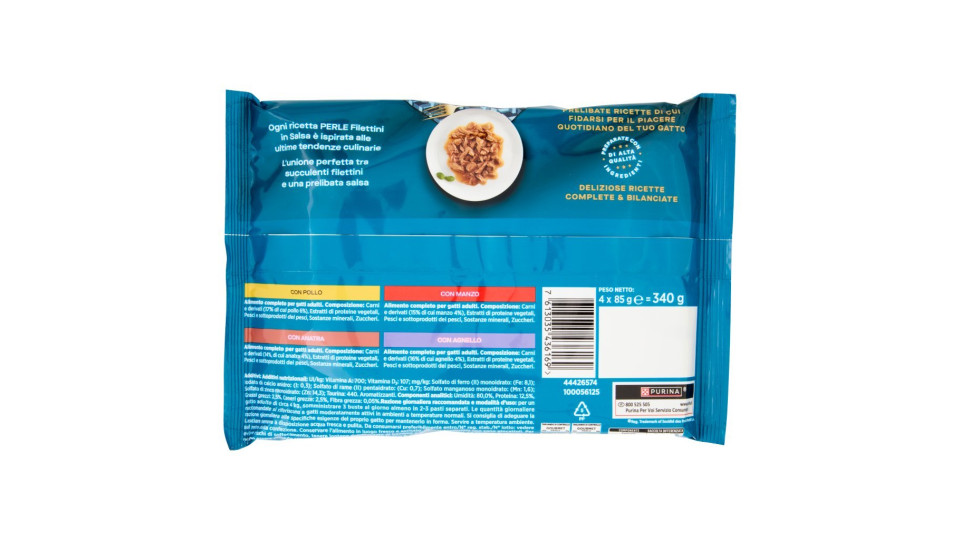 PURINA GOURMET Perle Gatto Filettini in Salsa con Manzo, Pollo, Agnello e Anatra