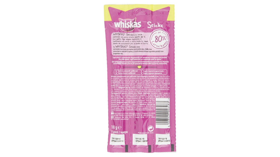 Whiskas Sticks con pollo 3 pezzi