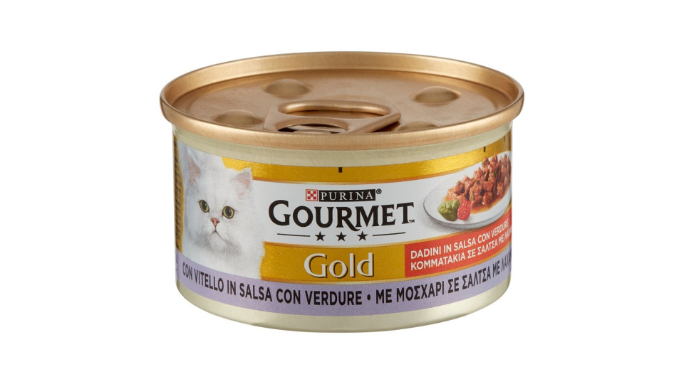 PURINA GOURMET Gold Gatto Dadini in salsa con Verdure con Trota e Verdure lattina
