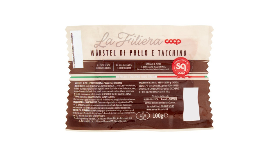 Würstel di Pollo e Tacchino Italiano senza Pelle