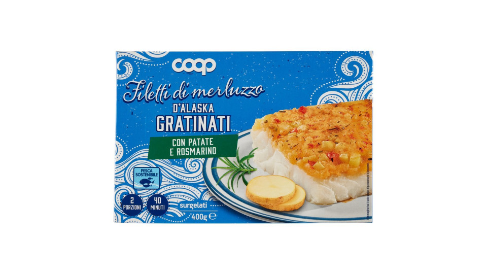 Filetti di Merluzzo d'Alaska con Patate e Rosmarino Gratinati Surgelati