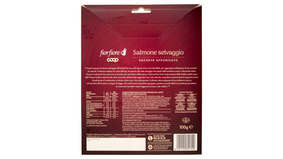 Salmone Selvaggio Sockeye Affumicato