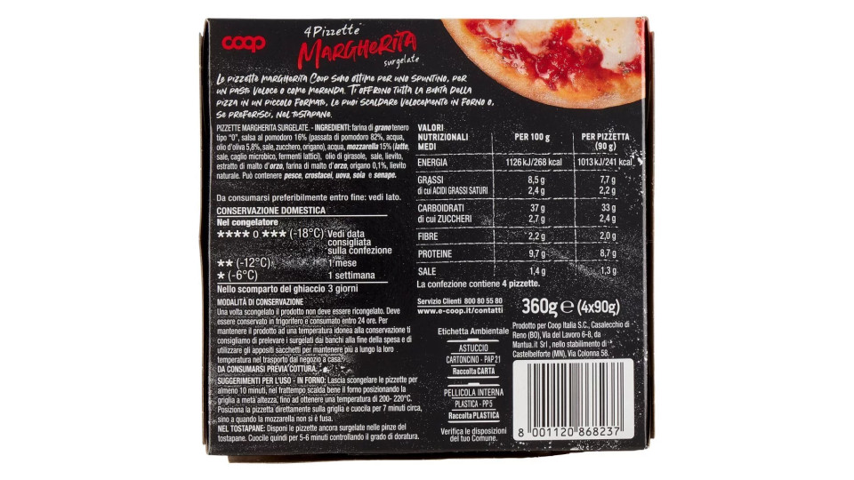 4 Pizzette Margherita Surgelate