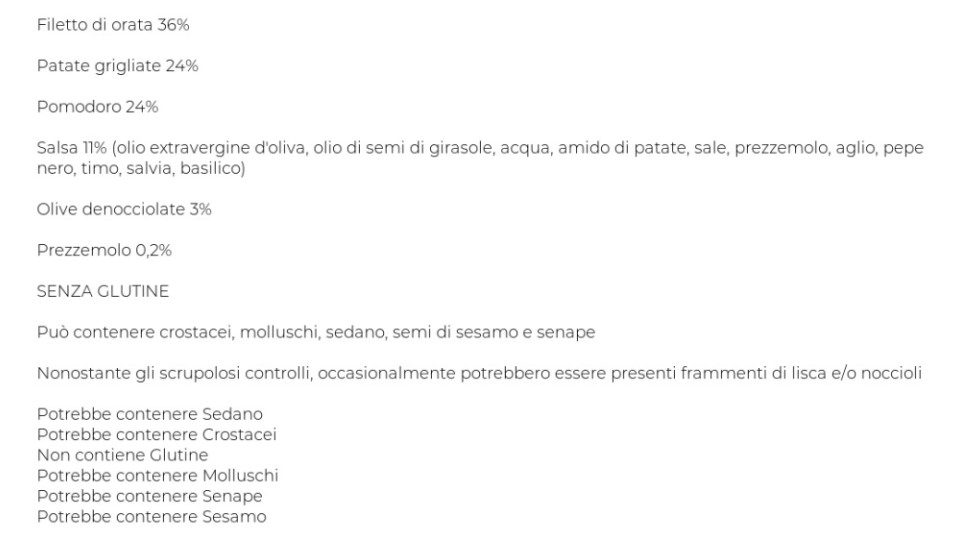 Orata Alla Ligure Surgelata