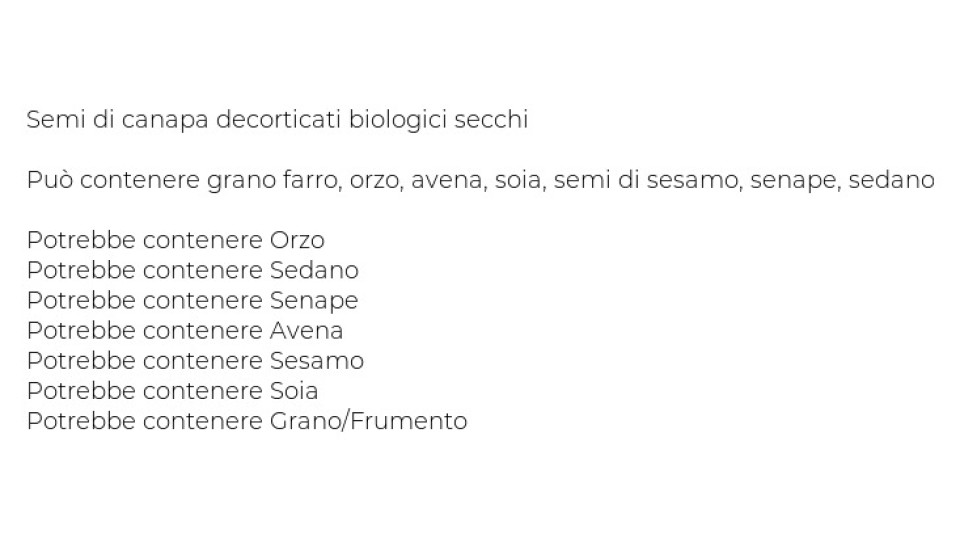 Semi Di Canapa Decorticati Biologici