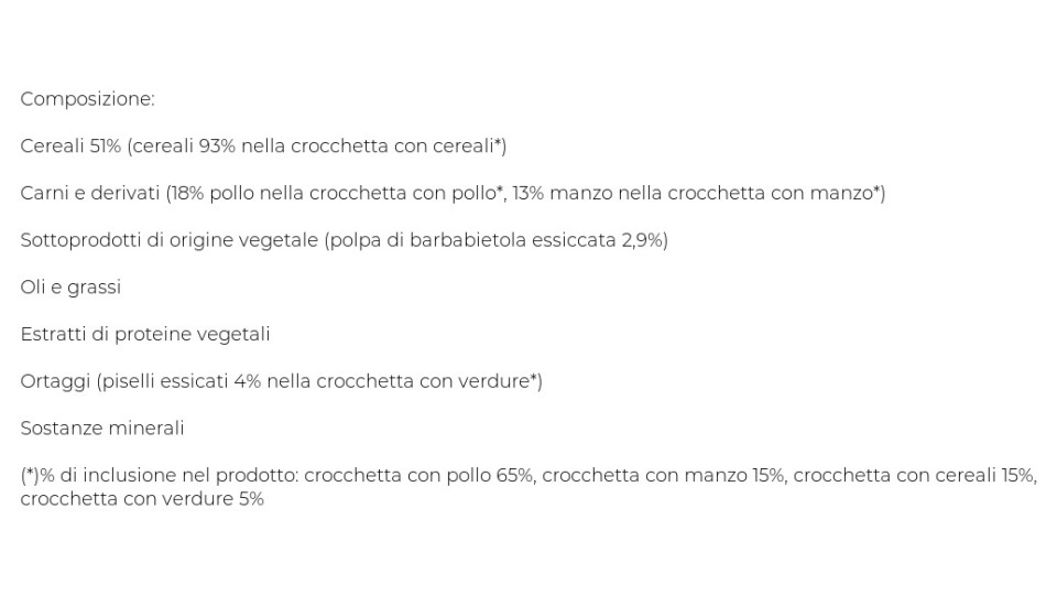 Crocchette Miste Con Pollo, Manzo Cereali E Verdure Senior +8 Anni