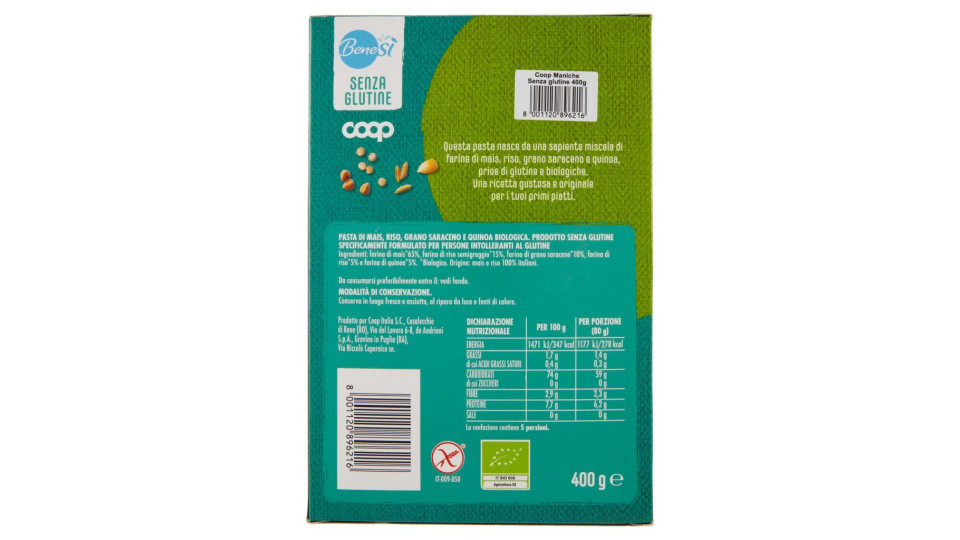 Senza Glutine Maniche Multicereali Biologiche Di Mais, Riso, Grano Saraceno E Quinoa