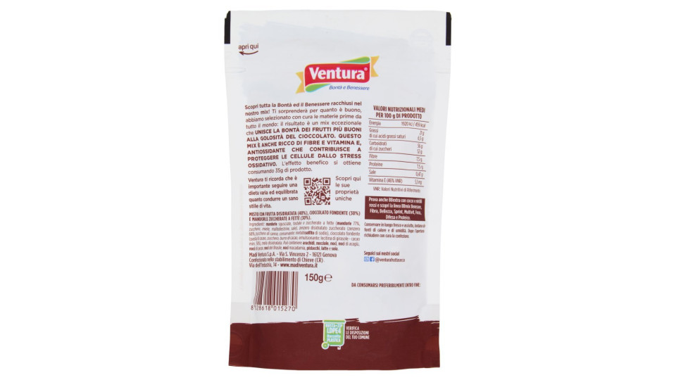 Ventura BBExtra Lamelle di Mandorle Mela Cioccolato FOndente Zenzero