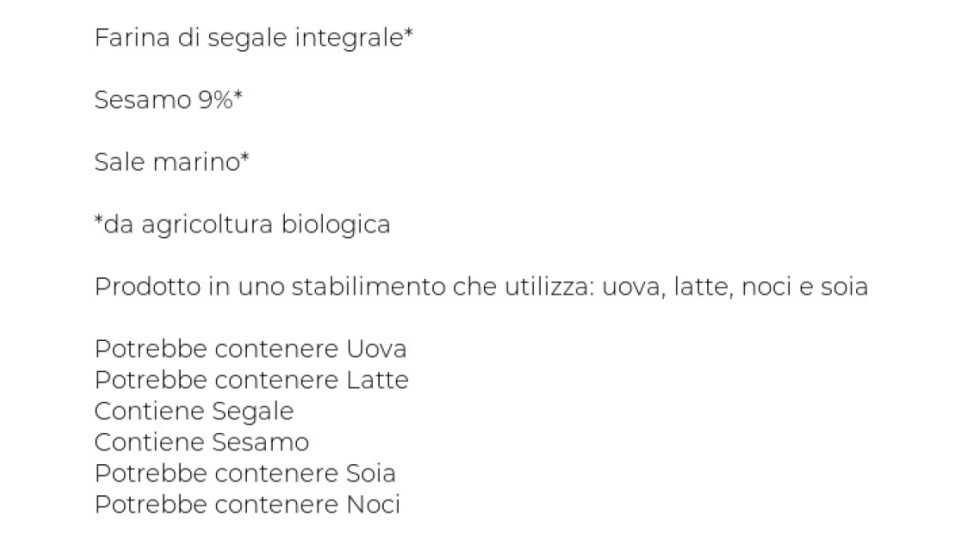 Bio Fettine di Segale Integrale con Sesamo Biologiche