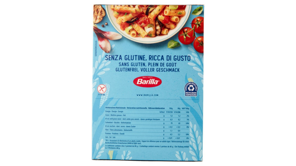 Barilla - Tortiglioni, Pasta Dietetica Senza Glutine