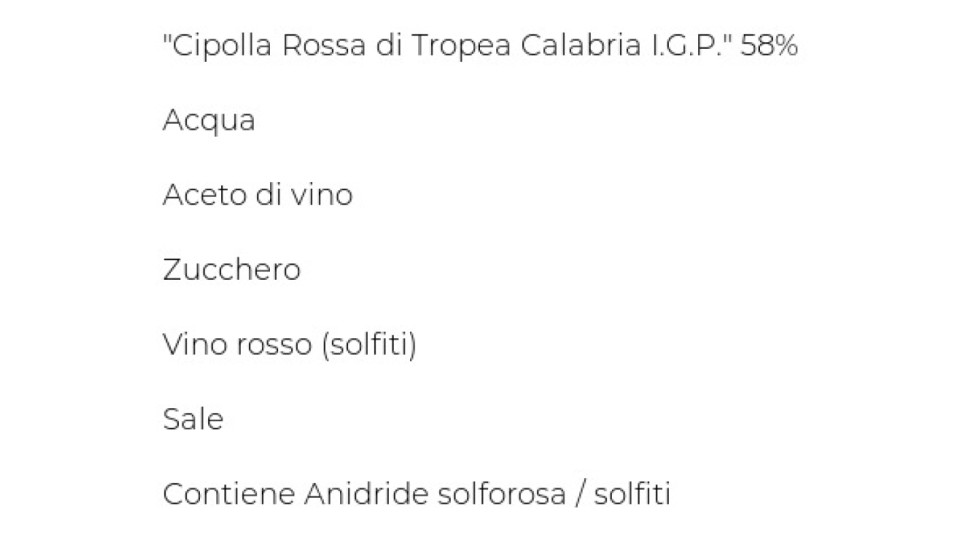 Cipolle Rosse a Base di "cipolla Rossa di Tropea Calabria I.G.P."