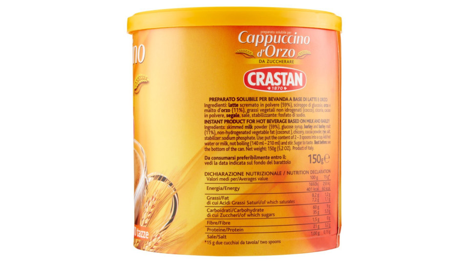 Preparato Solubile per Cappuccino d'Orzo da Zuccherare