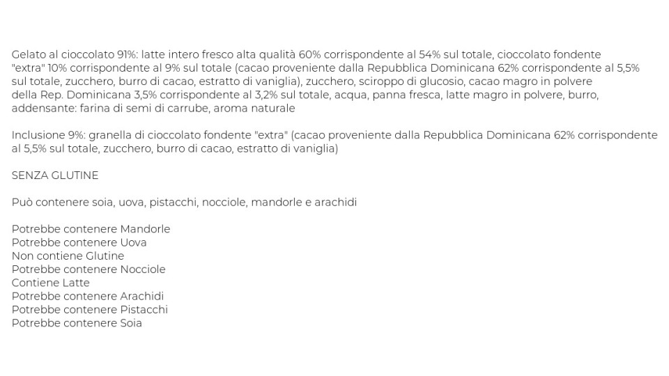 Gelato Cioccolato Fondente Extra Repubblica Dominicana
