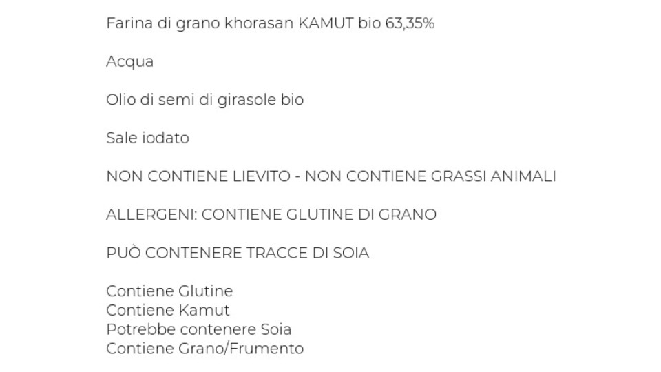 PIADINA BIOLOGICA AL KAMUT Acquafarina