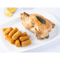 Pollo arrosto e crocchette di patate