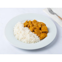Bocconcini vegetariani al curry e riso basmati