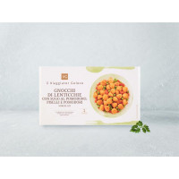Gnocchi di lenticchie surgelati con sugo al pomodoro, piselli e pomodori