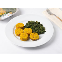 Polpette di ceci, quinoa e zucca con bietole al vapore