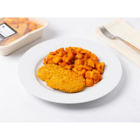 Cotoletta vegetale con patate alla diavola